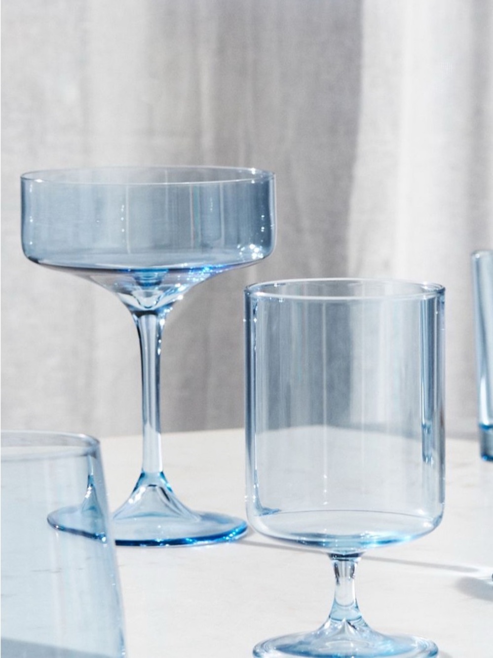 Morgan Coupes and Short Stemmed Wine Glasses